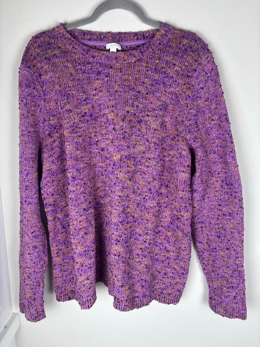 J Jill XL Tall Purple Confetti Speckled Knit Sweater Cotton Blend Crewneck